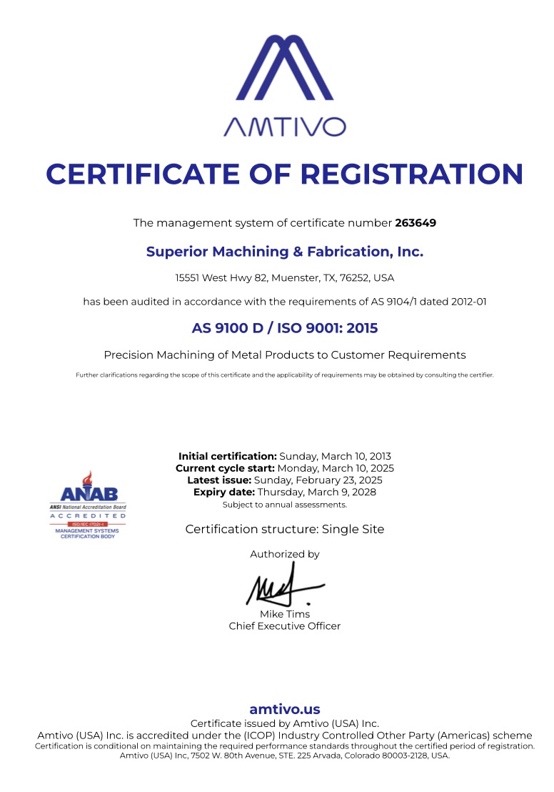 CNC Quality Control | AS9100D Certified | Superior Machining